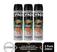 Lynx XXL Jungle Fresh Anti Perspirant Body Spray 250ml 3 Pack Mens Deodorant