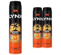 Lynx XXL Sunset Fresh Men's Deodorant Multipack With Mango and Mandarin Scent Long Lasting Fragrance with 48 Hours All over Freshness Aluminium Free Body Spray 250 ml, 3 Pack