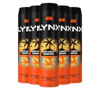 Lynx XXL Sunset Fresh Men's Deodorant Multipack With Mango and Mandarin Scent Long Lasting Fragrance with 48 Hours All over Freshness Aluminium Free Body Spray 250 ml, 5 Pack
