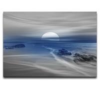 Lynxart Soul 33 Blue Canvas Original New Large Beach Canvas framed ready to hang. Abstract giclee artwork home office living room kitchen bedroom colour Handmade Sunset (100 x 60cm)