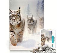 Lynxes in Winter 1000 Piece Jigsaw Puzzles- Enjoyable Game Bright Color Family Enjoyable Perfect Art (50x75cm)