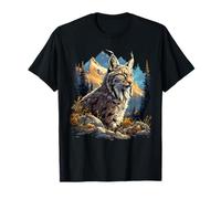 Lynxes Lynx T-Shirt - Lynx Lover Animal Print - Unisex Adults - Black - Small - Short Sleeve - Cotton, Polyester