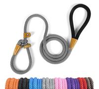 lynxking Dog Leash Slip Rope Lead Leash Strong Heavy Duty Braided Rope No Pull Training Lead Leashes for Medium Large and Small Dogs Grey
