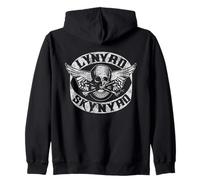 Lynyrd Skynyrd Biker Patch Skull Bones Vintage Classic Rock Zip Hoodie