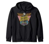 Lynyrd Skynyrd Eagle Support Badge US Flag 70s Rock Southern Zip Hoodie