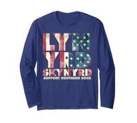 Lynyrd Skynyrd Flag Logo US Stars Stripes 70s Rock Southern Long Sleeve T-Shirt