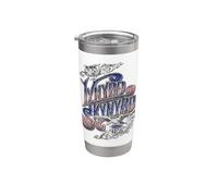 Lynyrd Skynyrd RWB Logo Eagle US Flag Stars Stripes Patriot Stainless Steel Insulated Tumbler