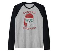 Lynyrd Skynyrd Skull Stencil Simple Man Pirate Retro Rock Raglan Baseball Tee