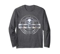 Lynyrd Skynyrd Southern Rock Hat Logo Silver 70s Biker Rock Long Sleeve T-Shirt