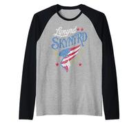 Lynyrd Skynyrd Support Southern 70s Rock Wing Flag Stars Raglan Baseball Tee