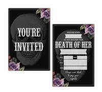 LyoGao Gothic Birthday Invitations - Death to My Youth Birthday Rip 20s 30th Birthday Party Fill in Invites Cards With Envelopes (20 Pack)