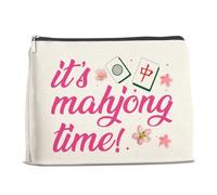 LyoGao Mahjong Makeup Bag Gift for Women Mahjong Player Board Game Lovers Mah Jong Accessories Cosmetic Bag