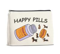 LyoGao Medicine Makeup Bag Gift for Dog Lover Dachshund Happy Pills Cosmetic Bag, Nurse Practitioner Gifts for Pharmacist RX Pharmacy Technician Vet Tech Veterinarian