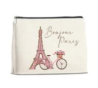 LyoGao Paris Souvenirs Travel Essentials, Eiffel Tower Paris Souvenirs Makeup Bag for Women Girls France Travelling, Bonjour Paris Cosmetic Bag