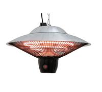 Lyon 1500W Ceiling Mounted Electric Patio Heater with Remote Control - Dual Halogen Lamps, Outdoor Heater - 2 Adjustable Heat Settings (600W/1500W), Built-in LED Light, Infrared Heating, Lightweight