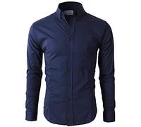 Lyon Becker Men's Casual Formal Button Down Shirt Slim Fit Long Sleeve PS24 Navy (Navy, M)