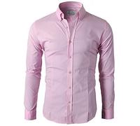 Lyon Becker Men's Casual Formal Button Down Shirt Slim Fit Long Sleeve PS24 Pink
