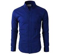 Lyon Becker Men's Casual Formal Button Down Shirt Slim Fit Long Sleeve PS24 Royal Blue (ROYAL, L)