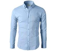 Lyon Becker Men's Casual Formal Button Down Shirt Slim Fit Long Sleeve PS24 Sky Blue XL