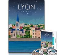 Lyon France Travel Art JigsawPuzzle 1000 Pieces for Adults,Learning Educational Toys Family Games with Matching Poster And Trivia Sheet 38x26cm