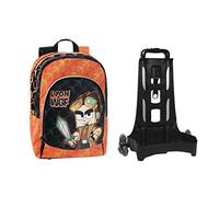LYON GAMER New Detachable Trolley Organized Backpack, Black Orange, Black Orange, Casual