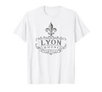 Lyon Rhône France Ornate Fleur-De-Lis Black Print Value Graphic T-Shirt