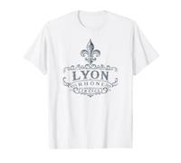 Lyon Rhône France Ornate Fleur-De-Lis Navy Print Value Graphic T-Shirt