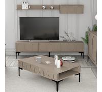 lyon wooden entertainment unit with coffee table set in atlas and black