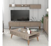lyon wooden entertainment unit with coffee table set in atlas and walnut