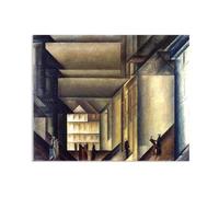 Lyonel Feininger Canvas Wall Art Behind the Town Church Poster famous art prints on Canvas Oil Paintings Reproduction artwork for Home Office Decorations35x30cm(14x12in) Canvas only