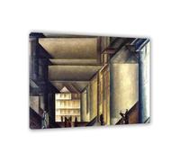 Lyonel Feininger Canvas Wall Art Behind the Town Church Poster famous art prints on Canvas Oil Paintings Reproduction artwork for Home Office Decorations60x50cm(24x20in) Inner frame