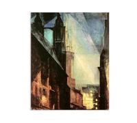 Lyonel Feininger Canvas Wall Art Church of St. Mary at Night, Halle Poster famous art prints on Canvas Oil Paintings Reproduction artwork for Home Office Decorations80x60cm(31x24in) Canvas only