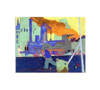 Lyonel Feininger Canvas Wall Art Small Blue Locomotive Poster famous art prints on Canvas Oil Paintings Reproduction artwork for Home Office Decorations105x80cm(41x31in) Canvas only