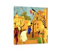 Lyonel Feininger Canvas Wall Art Yellow Street II Poster famous art prints on Canvas Oil Paintings Reproduction artwork for Home Office Decorations95x80cm(37x31in) Inner frame