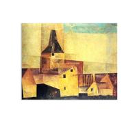 Lyonel Feininger Canvas Wall Art Yellow Village Church I Poster famous art prints on Canvas Oil Paintings Reproduction artwork for Home Office Decorations95x80cm(37x31in) Canvas only
