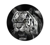 lYonge Black and White Tiger Round Wall Clock 10in Silent Frameless Glassless for Livingroom Decor