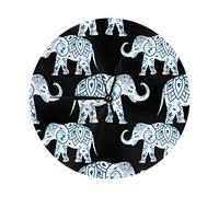 lYonge Blue and White Elephant Round Wall Clock 10in Silent Frameless Glassless for Livingroom Decor