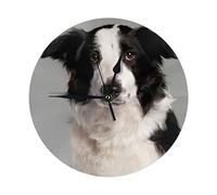 lYonge Border Collie Round Wall Clock 10in Silent Frameless Glassless for Livingroom Decor