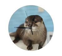 lYonge Cute Otter Round Wall Clock 10in Silent Frameless Glassless for Livingroom Decor