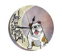 lYonge English Bulldog Round Wall Clock 10in Silent Frameless Glassless for Livingroom Decor