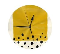 lYonge Mustard Yellow and Black Round Wall Clock 10in Silent Frameless Glassless for Livingroom Decor