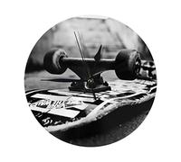 lYonge Skate Boards Round Wall Clock 10in Silent Frameless Glassless for Livingroom Decor