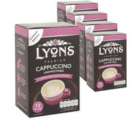 Lyons Unsweetened Cappuccino Instant Coffee 5 Pack (60 Sachets)