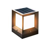 LYOUAE Modern Aluminum Column Light LED Dimmable Solar Post Lamp Square Outdoor Post Caps Lamp Garden Decoration Lighting Fixtures(15cm/5.9in)