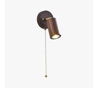 LYOUAE Vintage Walnut Wooden Wall Light Modern Minimalist Iron Wall Sconce