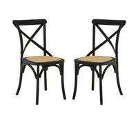 lyox black wooden dining chairs with weave seat in pair