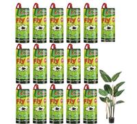 LYPER 16Pcs Sticky Hanging Fly Trape Catcher Ribbon Flies Paper Strips Insect Catchers Rolls hanging Flies Ribbon for Indoor and Outdoor, Fruit Fly Gnat Trap for House, Garden, Bullpen, Stable,Pasture