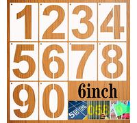 LYPER 6Inch 0 to 9 Large Number Stencils Set, 10Pcs Reusable Curb Address Number Stencils Road Sign Digital Templates for Painting DIY Mailbox Signs Road Parking Lot Door Trucks Painting Stencils