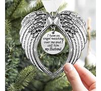 LYPER Christmas Memorial Hanging Ornaments Angel Wings, Memory Gifts Pendant I Have a Angel Watching Over Me I Call Him Husband Xmas Tree Hanging Sympathy Gift for Loss of Loved One in Heaven