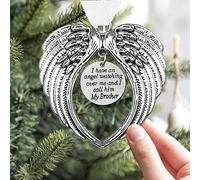 LYPER Christmas Memorial Hanging Ornaments Angel Wings, Memory Gifts Pendant I Have a Angel Watching Over Me I Call Him Brother Xmas Tree Hanging Sympathy Gift for Loss of Loved One in Heaven